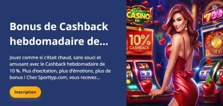 Sporttyp Casino cashback hebdomadaire